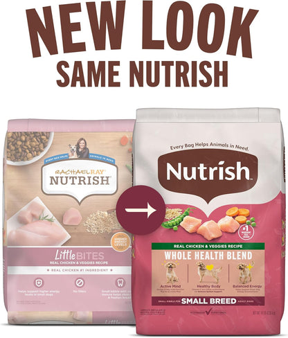 Nutrish Little Bites Small Breed Premium Natural Dry Dog Food, Real Chicken & Veggies Recipe, 6 Pounds (Packaging May Vary), (Rachael Ray Nutrish)