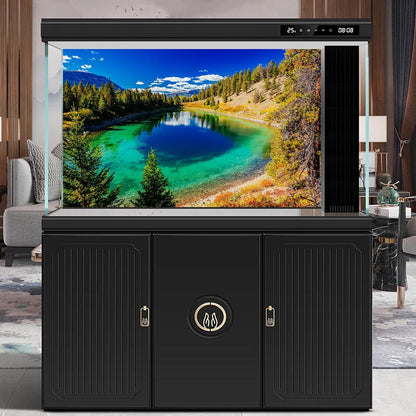 Majestic Lake Aquarium Background Aquamarine Blue-Green Shades Five Lakes Fish Tank Background Scenic Serene Pine Trees Terrarium Backgrounds Tranquil Valley Lakes Reptile Tank Backgrounds 72x18in