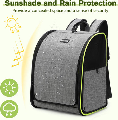 Pecute Bird Carrier Backpack, Parrots Bird Backpack with Visible Window, Adjustable Height Standing Perch, Feeding Cans, Waterproof Pads, Lightweight Foldable Birds Travel Cage for Hiking Camping