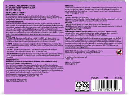 Amazon Basics PreventativeFlea and Tick Topical Treatment for Large Dogs (45-88 pounds), , 3 Count, Packaging May Vary
