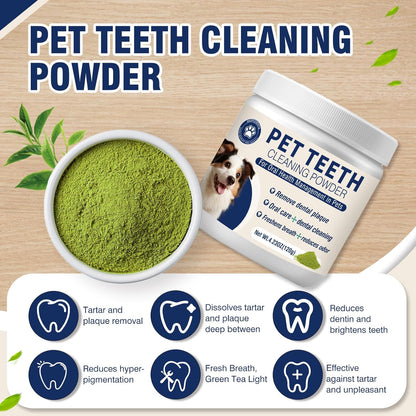 Dental Powder for Dogs Dog Teeth Cleaning Products Dog Tooth Cleaning Powder with Probiotics for Dogs Bad Breath Treatment Plaque and Tartar for Small Medium and Large Pet Dental Cleaner 120 G