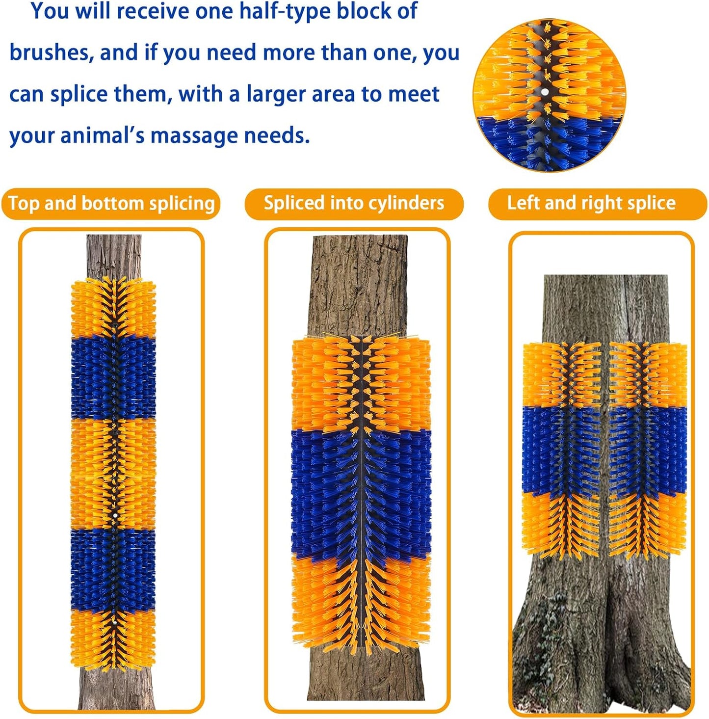 Livestock Scratch Brush, 2 PCS, Yellow, Oblong, Nylon, for Cow, Horse, Goat, Cattle, Pig, Sheep, Relieves Itching, Provides Massage, Removes Dirt, Suitable for Most Livestock