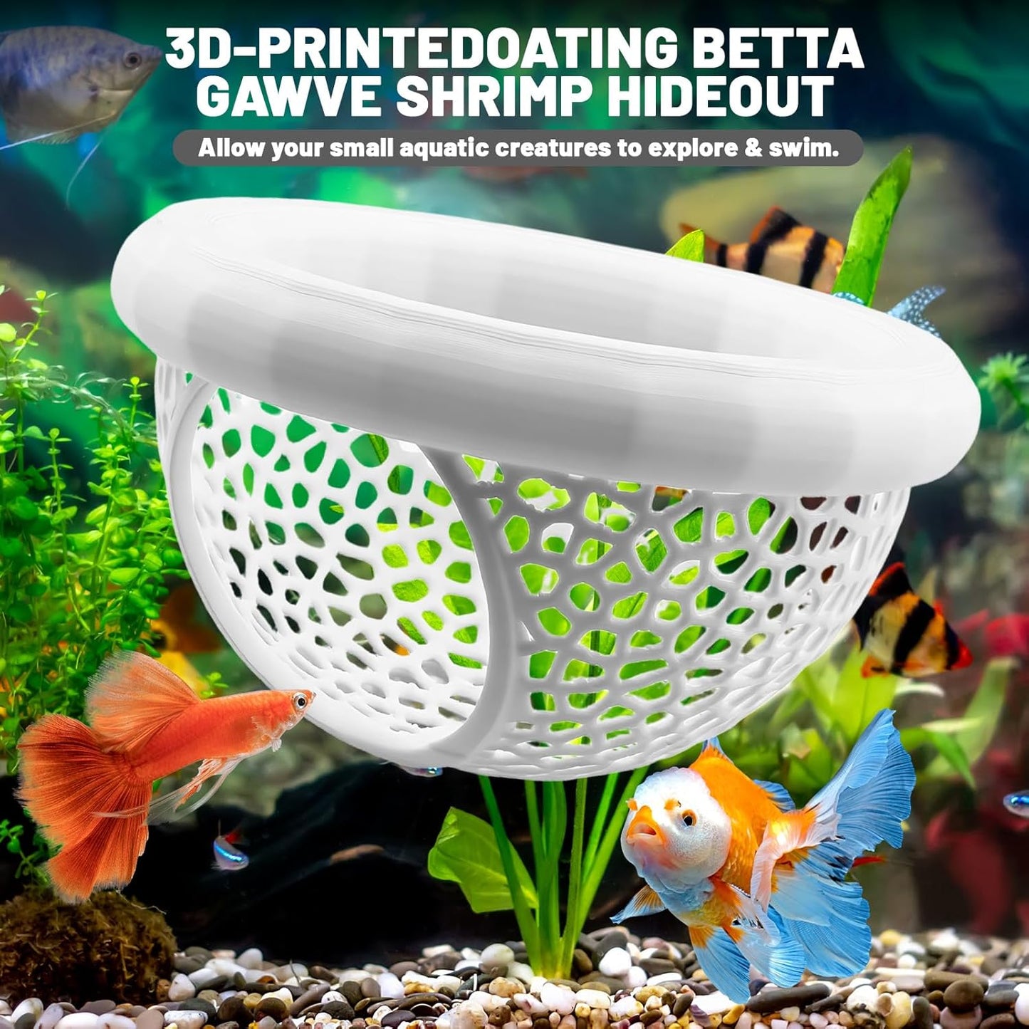 Aquarium Floating Betta Fish Skins, Suitable for Fighting Fish, Shrimp, and Small Fish Multi-Functional Hammock, Aquarium Hiding Feeding Decorative Accessories (White)