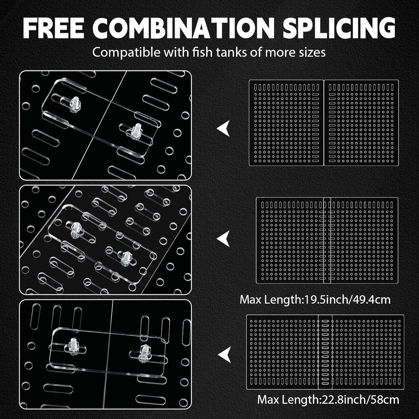 Nuanchu 4 Set Acrylic Fish Tank Divider 11.4 x 9.75'' Aquarium Divider Kit Splicable Flexibly Aquarium Divider with Suction Cups Accessories Splicing Board for 30/40/50/65/75/90/125/150 Gallon Tank