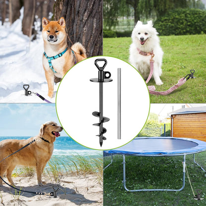 SELEWARE Dog Tie Out Stake Outdoor Anti-Rust Ground Anchor for Large Dogs up to 220 lbs, Free Swivel Dog Stake Dog Camping Gear Twist Rod Included