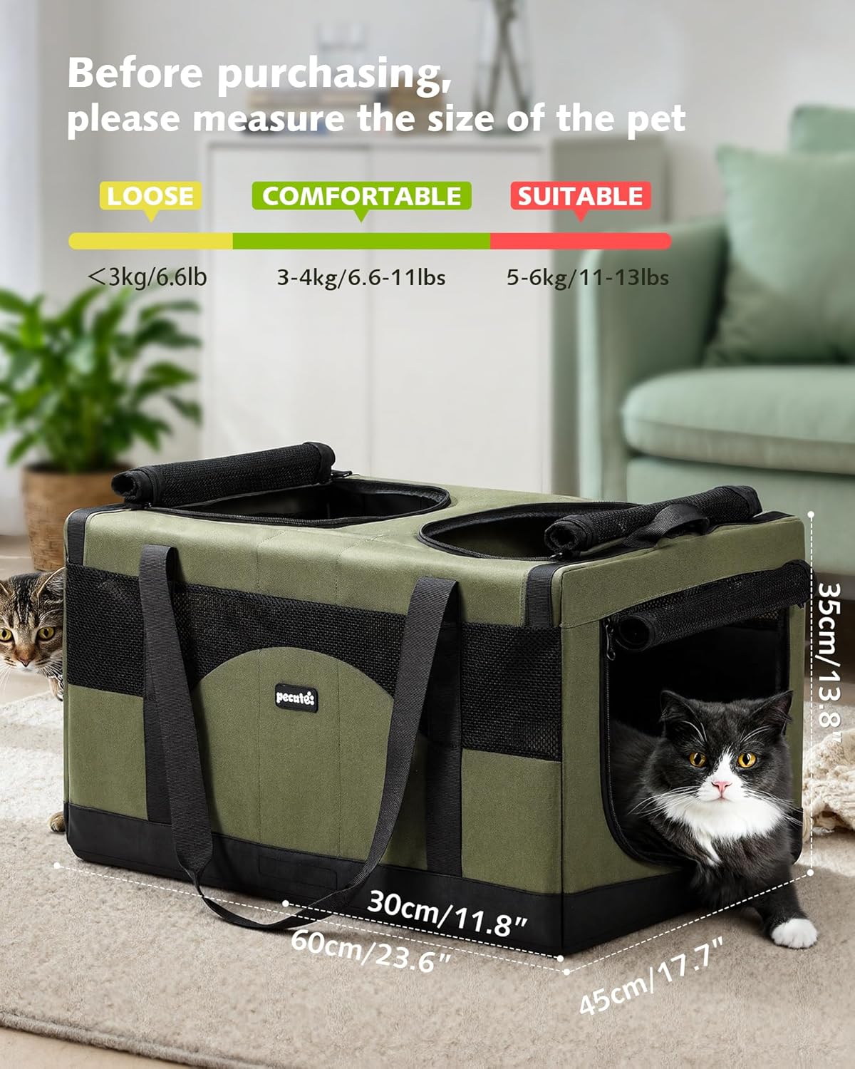 Pecute Cat Backpack Carrier + Cat Carrier for 2 Cats