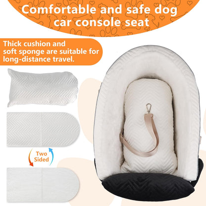 Dog Car Seat for Small Dogs Adjustable Portable Center Console Dog Car Seat Removable Cat Booster Cars Seats - Safety Belt with Cushion Anti-Collapse for Puppy Kitten Up to 15 Lb