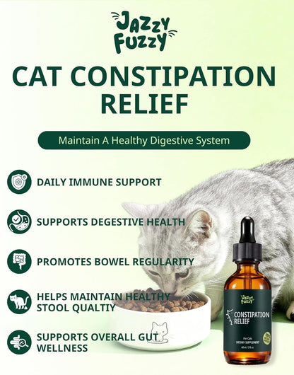 Cat Constipation Relief Liquid Drops, Stool Softener & Gentle Laxative for Cats, Supports Digestive Health, Natural Herbal Supplement with Chicken Flavor, 60 ml / 2 fl oz