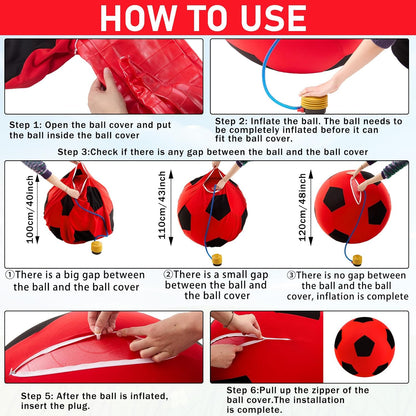 48 Inch Giant Herding Ball with Cover Anti Burst Ball Please Watch VCR for How to Inflation Large Horse Toys for Horse Stall Entertainment Play, Pump Included(Red-Black)