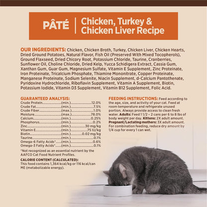 Wellness CORE Pate Adult Wet Cat Food, Natural, Protein-Rich, Grain Free, 3 Ounce, 12 Pack (Chicken, Turkey & Chicken Liver)