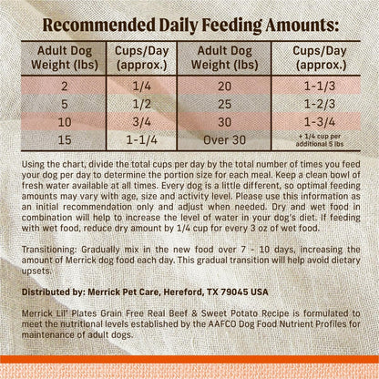 Merrick Lil’ Plates Premium Grain Free Dry Dog Food For Small Dogs, Real Texas Beef And Sweet Potato Kibble - 4.0 lb. Bag