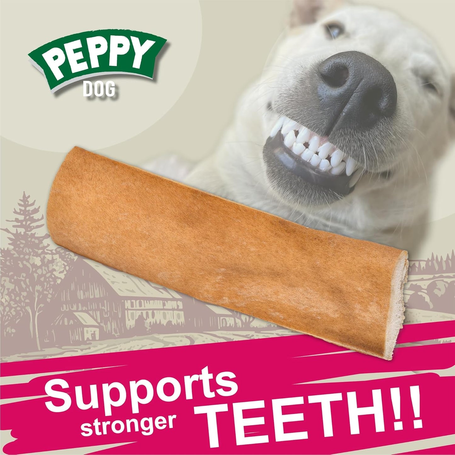 Natural Head Skin Chews (20 Count, 2 lb) | Collagen Sticks | No-Hide Treats | Rawhide Alternative | Protein-Rich Snack | Zero Chemicals