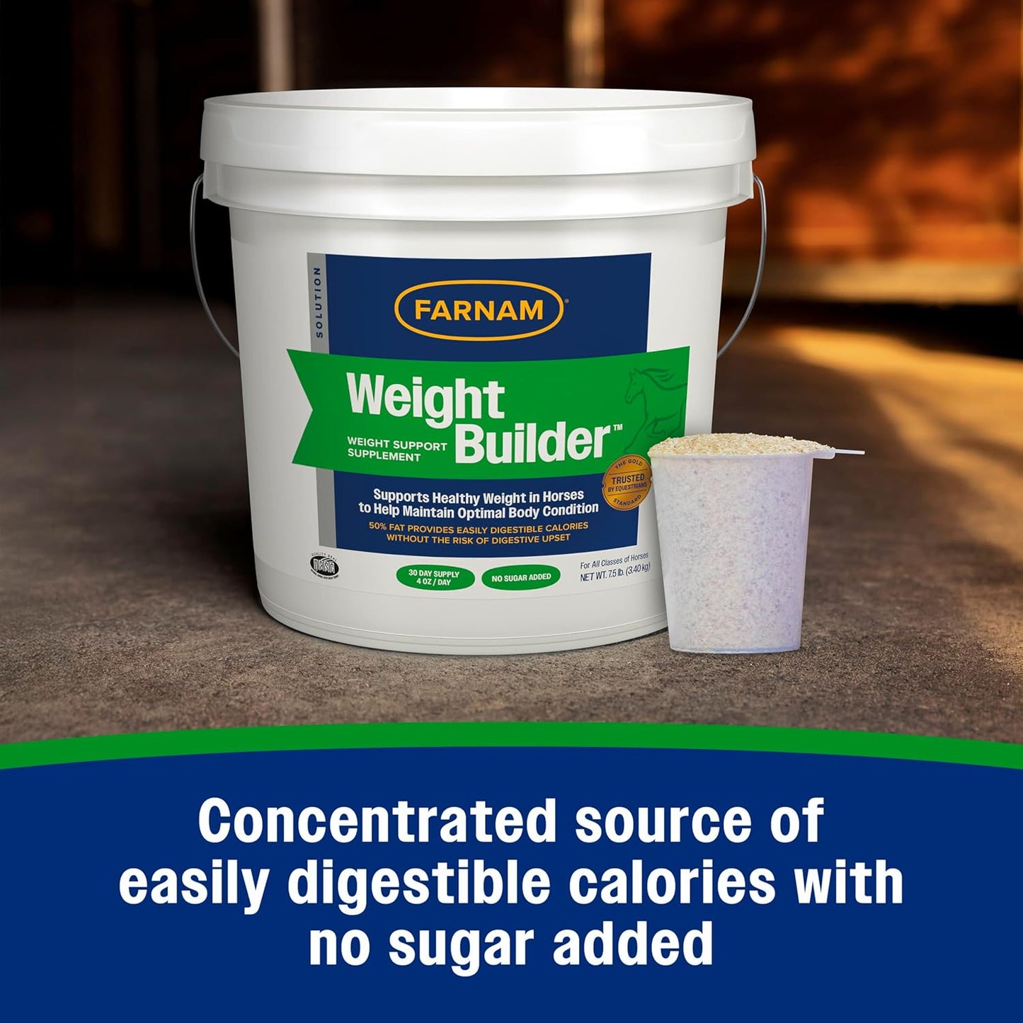 Farnam Weight Builder Weight Support Supplement for Horses, Helps Maintain Optimal Body Condition, 7.5 lb, 30 Day Supply
