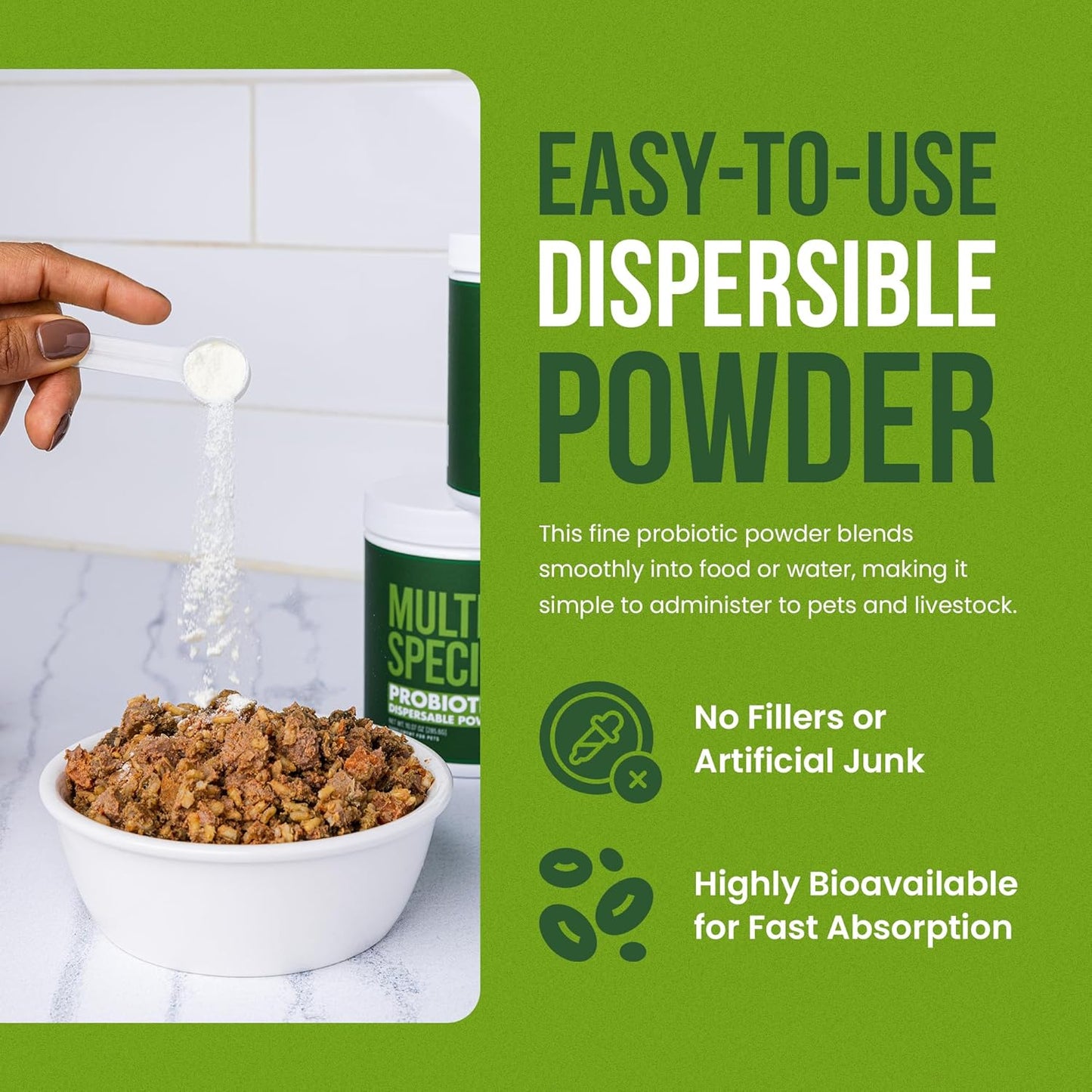 Pet Probiotics for Dogs, Cats, Horses, Goats, Cows & Pigs | Multi Species Dispersible Powder | Supplements for Digestive Health | Cat & Dog Probiotics | Vet Approved & Made in USA | 10 oz | Pair Pet