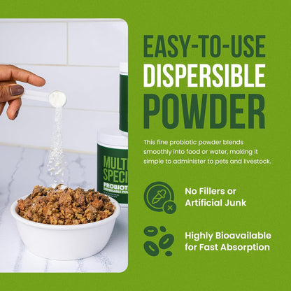 Pet Probiotics for Dogs, Cats, Horses, Goats, Cows & Pigs | Multi Species Dispersible Powder | Supplements for Digestive Health | Cat & Dog Probiotics | Vet Approved & Made in USA | 10 oz | Pair Pet