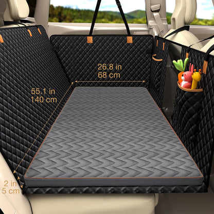 Lekereise Car Dog Bed Back Seat, Travel-Friendly Dog Car Bed Mat with Egg-Crate Foam Cushion, Non-Slip Washable Pet Bed, Fits Cars SUVs Trucks (Grey, 55.1 x 26.8 inch)