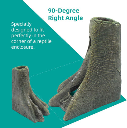 Aquarium Decor Corner Tree Stump Trunk Hollow Betta Cichlid Cave Rocks, Reptile Tank Accessories Climing Ramp for Reptiles, Amphibians, Leopard Gecko, Snake, Lizard, Frogs, Fish