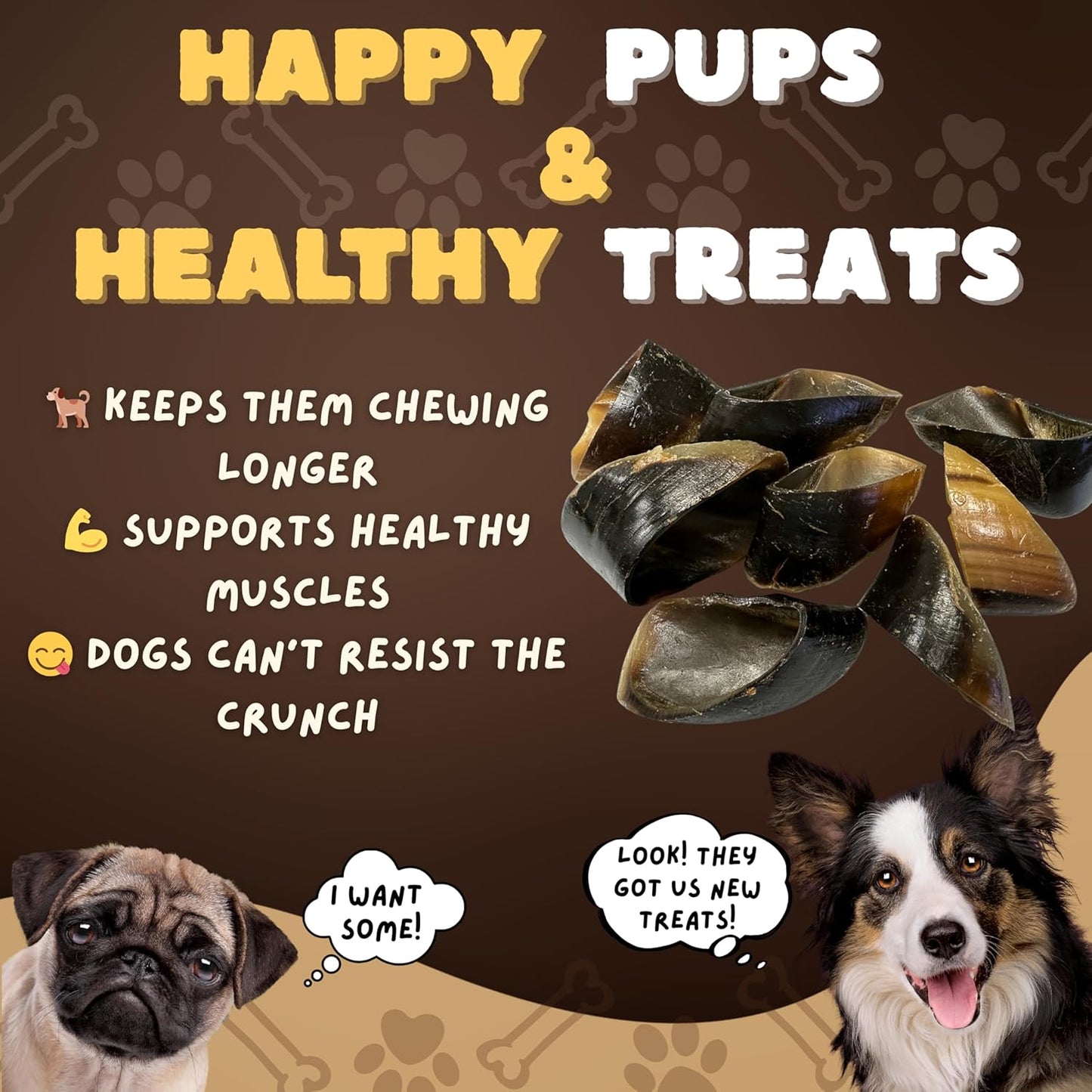 Woofley's - Cow Hooves for Dogs (50 Count) - Safe Cow Hoof Dog Chews -Fed Cattle - Best Natural Alternative to Rawhide