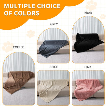 Winter Brown Waterproof Calming Pet Blankets for Dogs Waterproof Long Faux Fur Fluffy Blanket for Doggie Cats Sherpa Fleece Warm Couch Sofa Beds Covers(Brown,L-65x57in)