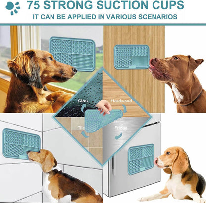 Licking Mat for Dogs & Cats with Suction Cups, 1 Pack Dog Slow Feeder Lick Pat for Anxiety Relief, Dog Toys Feeding Mat for Butter Yogurt Peanut, Pets Grooming Bathing Training Mat