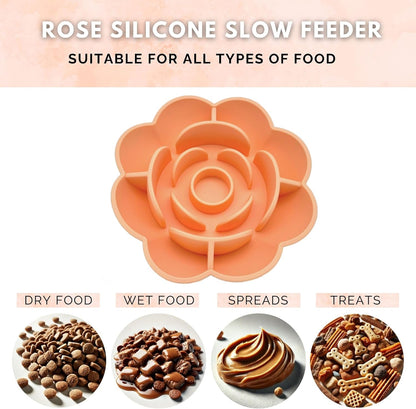 Rose Petal Silicone Lick Mat Slow Feeder for Dogs, Cats & Pets (Orange)