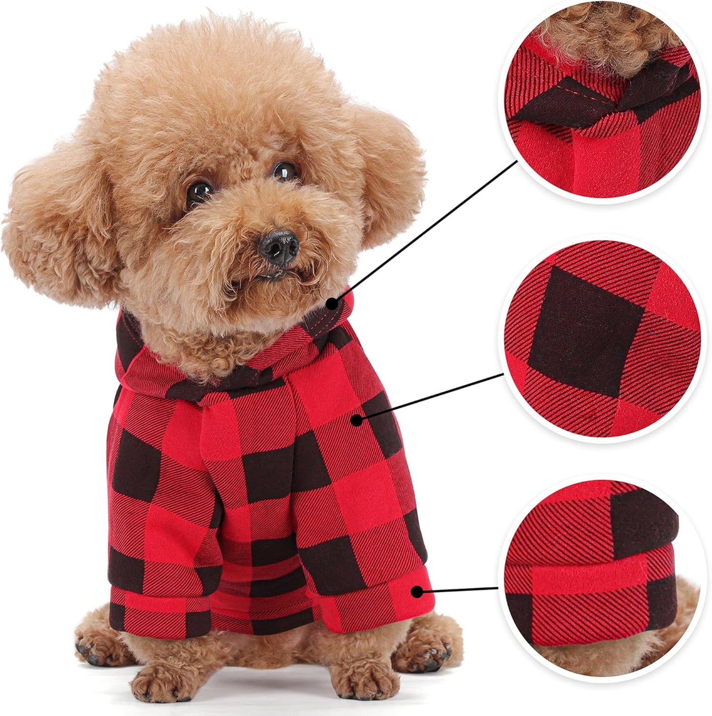 Plaid Dog Hoodie: Premium Polycotton Fabric Dog Clothes with Back Pocket and Leash Hole, Dog Sweatshirt for Small, Medium, & Large Dogs ¨C Stylish and Functional for All Occasions Blue XS