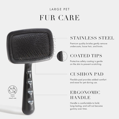 Tweezerman Dog and Cat Slicker Brush for Pets, Grooming Brush with Coated Bristles to Prevent Scratching and Ergonomic Handle