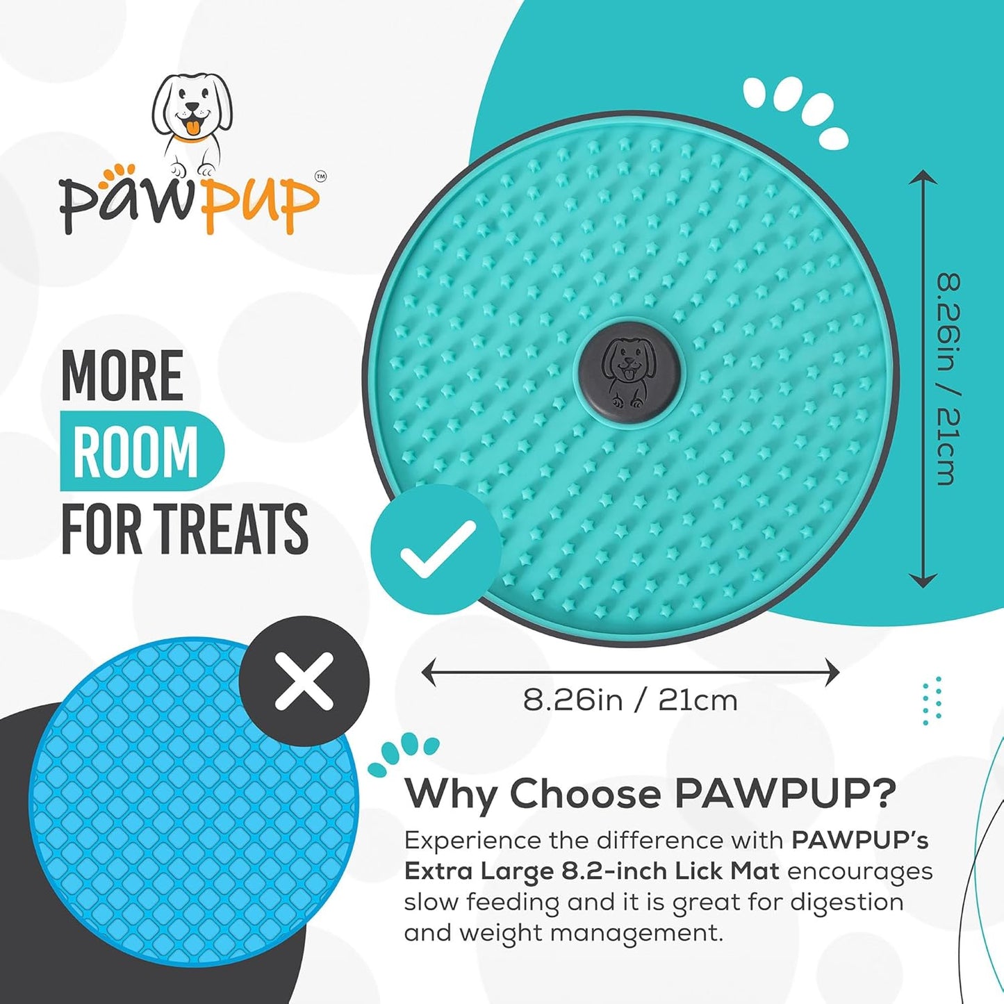 Lick Mat for Dogs - 8.2" Extra Large Dog Licking Mat, Slow Feeder for Anxiety Relief, Non-Slip, Crate Friendly, Easy to Clean, Perfect for Peanut Butter, Yogurt & Pumpkin Puree (Sea Green)