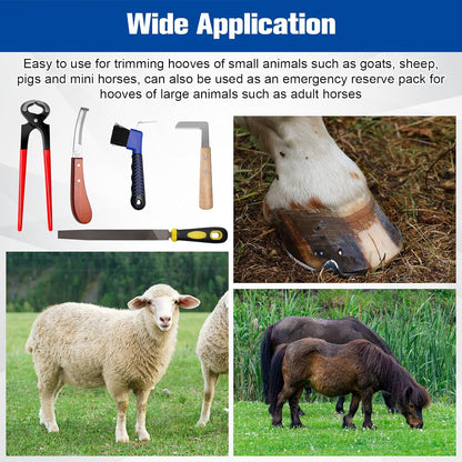 10 Inch 8 Pcs Farrier Tools, Horse Goat Hoof Trimmers for Goats and Sheep with Carbon Steel Nipper, Shears Nail Clipper, Rasp File, Hoof Trimming Cutter Knives, Horseshoe Brush, Storage Bag