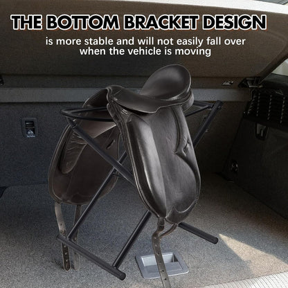 Duraaamo Foldable Car Saddle Rack 22" x 21" X16" Heavy Duty Portable Vehicle Saddle Stand Convenient Transport Suit English and Western Horse Tack Organizers Storage Supplies Display Trophy Saddles