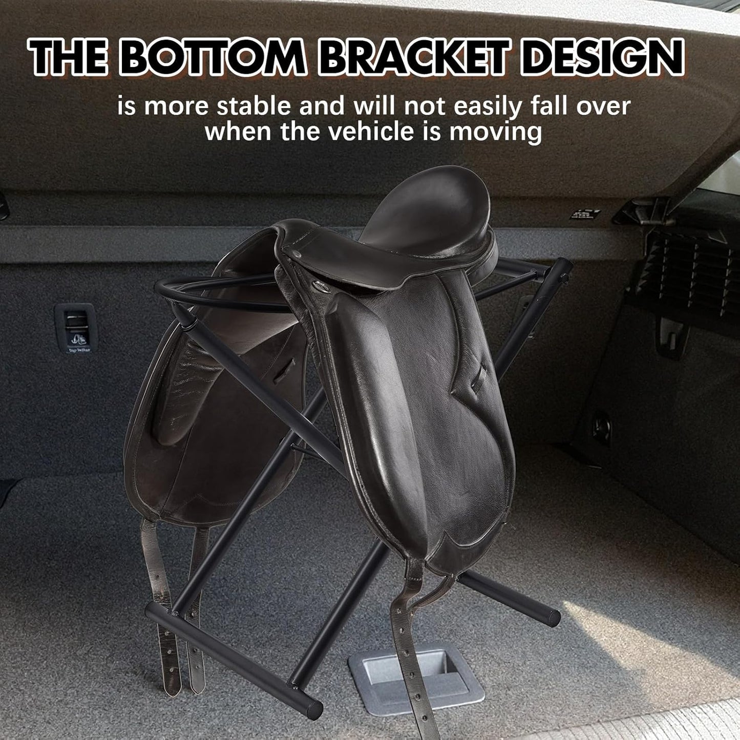 Duraaamo Foldable Car Saddle Rack 22" x 21" X16" Heavy Duty Portable Vehicle Saddle Stand Convenient Transport Suit English and Western Horse Tack Organizers Storage Supplies Display Trophy Saddles