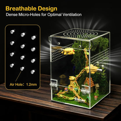 Jumping Spider Enclosure Kit,Escape Proof Reptile Tank,Transparent Acrylic Bug Habitat,Praying Mantis Terrariums,Arboreal Tarantula Cribs Cage,Insect Starter Container,Critter Keeper Large