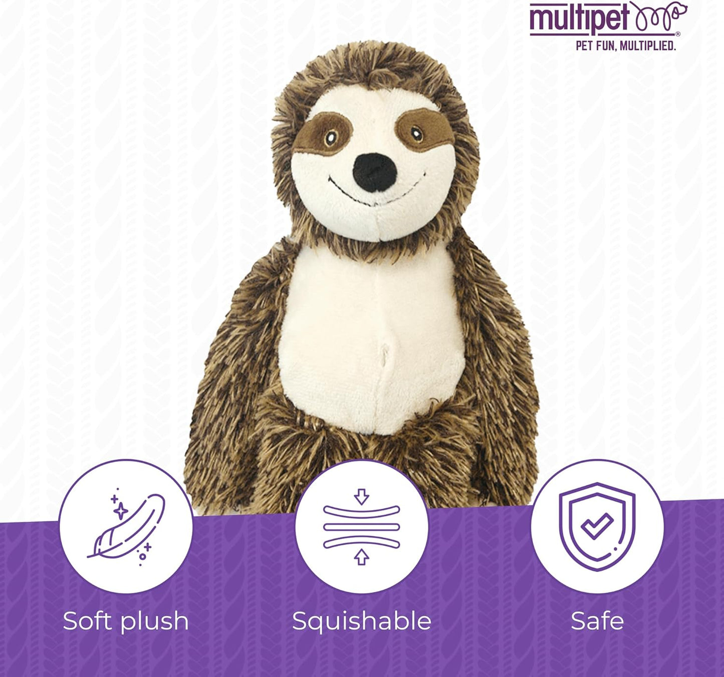 Multipet Bark Buddies Sloth Dog Plush Toy - Squeaky Dog Toy for All Dogs - Extra Soft Plush Dog Toy - Stuffed Animal Dog Toy for Cuddling & Playing - Cute Dog Pet Toy (10")
