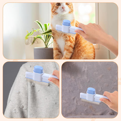 2 Pcs Pet Flea Hair Comb Self Cleaning Cat Brush with Release Button Comfort Safety Stainless Steel Brush Short Long Hair Removal Dogs Grooming Comb for Shedding Tangles