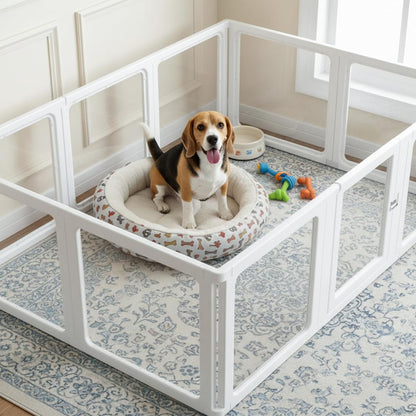 Dog Playpen with Door Clear Pet Playpen for Indoor Outdoor Easy to Install and Remove Puppy Playpen for Dogs, Cats, Bunnies, Pigs, 10 Panels