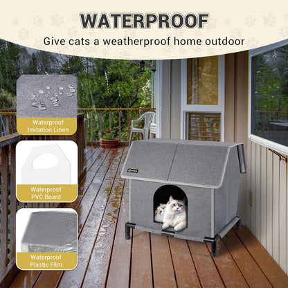 MIU COLOR Large Outdoor Cat House, Upgraded Aluminum Foil Material, Weatherproof Elevated Shelter & Outdoor Cat House, Small Weatherproof Cat Houses