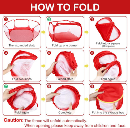 VitalCozy Hamster Playpen with Mat Small Animal Cage Tent Breathable Transparent Guinea Pig Playpen Waterproof Portable Yard Fence Mat Foldable Exercise Cage Outdoor Indoor (Red,Christmas Plaid)