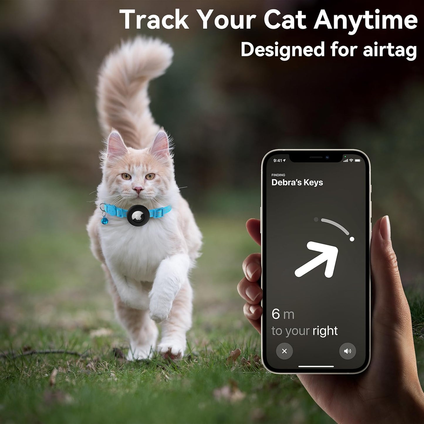 Vanjua 2 Pack Airtag Cat Collar Breakaway with Bell, Reflective Kitten Collar with Air Tag Cat Collar Holder Case for Girl Boy Cats, Pet Supplies Accessories (Black B+Blue B)