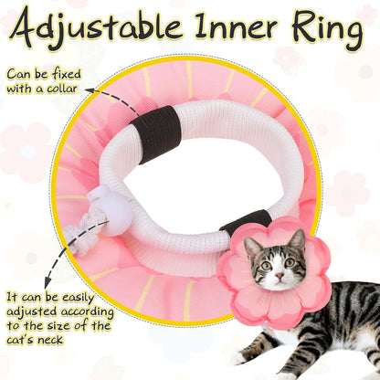 EXPAWLORER Cat Cone Collar Soft, Cat E Collar Recovery After Surgery to Stop Licking, Adjustable Waterproof Cute Neck Elizabethan Pet Kitten Puppy Donut Pillow for Cats Puppy Wound Healing, PinkL