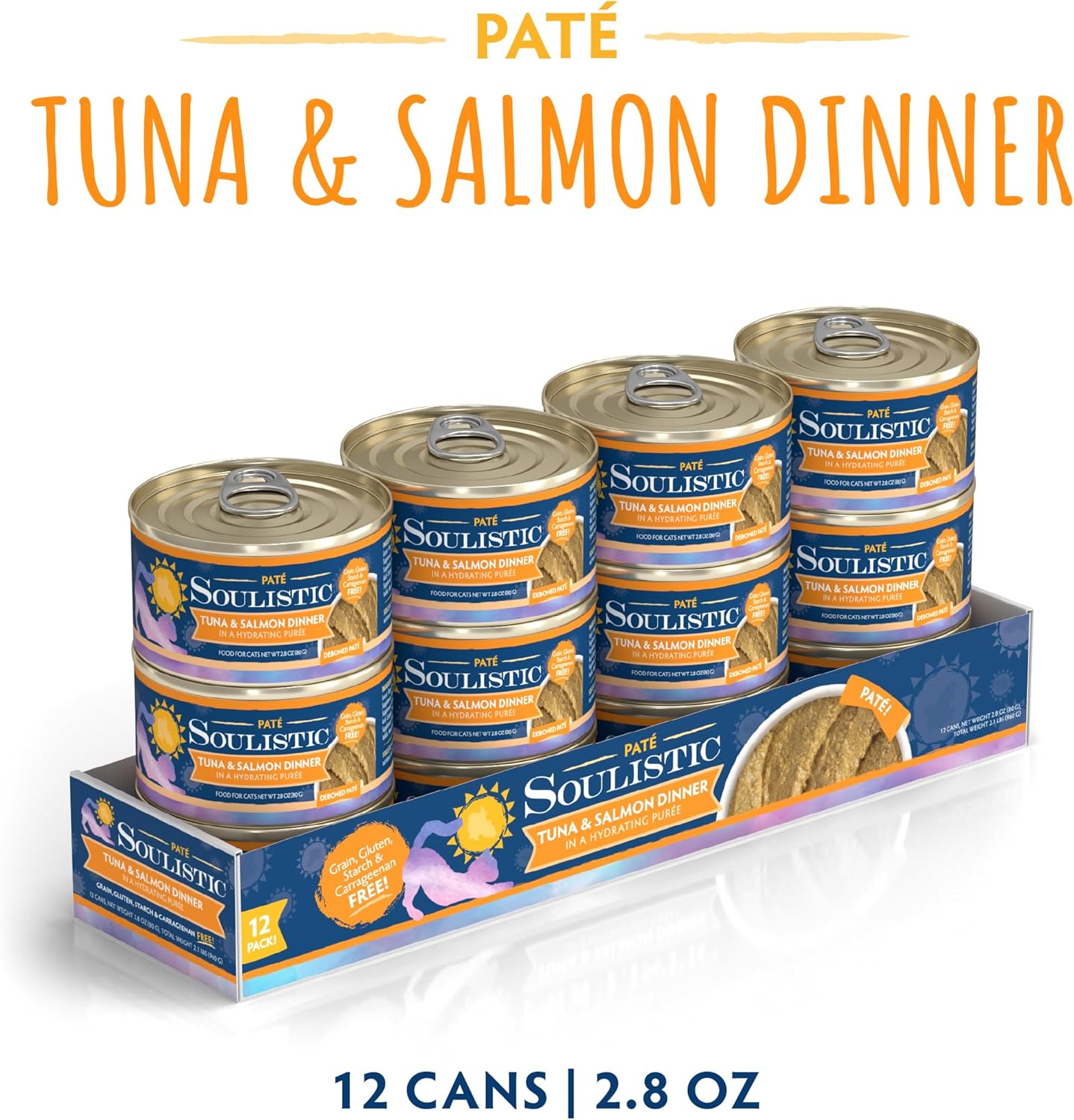 Soulistic Paté, Tuna and Salmon Dinner in a Hydrating Purée, 2.8oz Can, Pack of 12