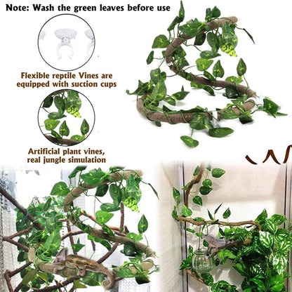 Hamiledyi Reptile Plants Bendable Jungle Climbing Vine Terrarium Branch and Large Driftwood for Reptile Tank 11-16" Natural Bearded Dragon Wood for Ball Python Gecko Lizard Chameleon Iguana