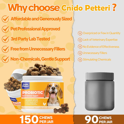 Probiotics for Dogs,6 Digestive Probiotics & 6 Enzymes for Gut Health,Digestion & Gut Support,Helps Diarrhea, Yeast Infection, Upset Stomach,Allergies & Immune System Support-150 Chews