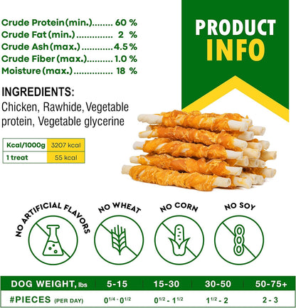 Beloved Pets Dog Treats & Long Lasting Rawhide Chews Wrapped Chicken 10.6 Oz – Pet Bones Sticks for Large, Medium & Small Breeds – Aggressive Chewers Snacks – Puppy Toys Treats