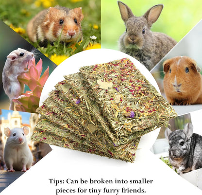 Abizoo Rabbit & Guinea Pig Treats 8 Pack Timothy Hay Bunny Chew Toys with Herbal Flowers Timothy Hay Forage Mix for Rabbits Guinea Pig Chinchillas Hamster Gerbils Rats Small Animals Teeth Care(Large)