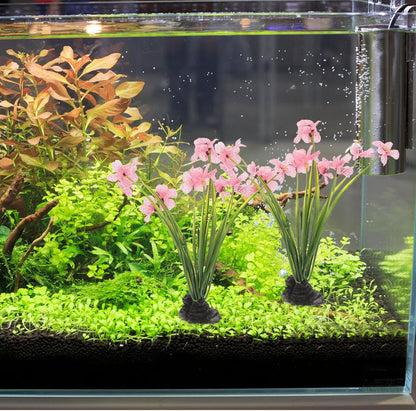 CLISPEED 2Pcs Fish Tank Decorations Realistic Plastic Plants Aquarium Artificial Aquatic Plant for Fish Tank Landscaping Aquarium Decoration (Pink)