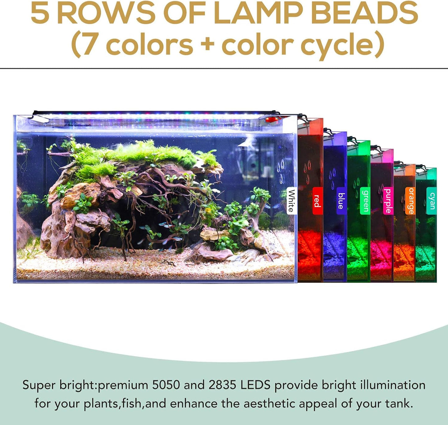 hygger 42W 24/7 Lighting Aquarium LED Light, Sunrise-Daylight-Moonlight Mode and DIY Mode, Timer Adjustable Brightness Fish Tank Light with Extendable Bracket 7 Colors for Planted Tank