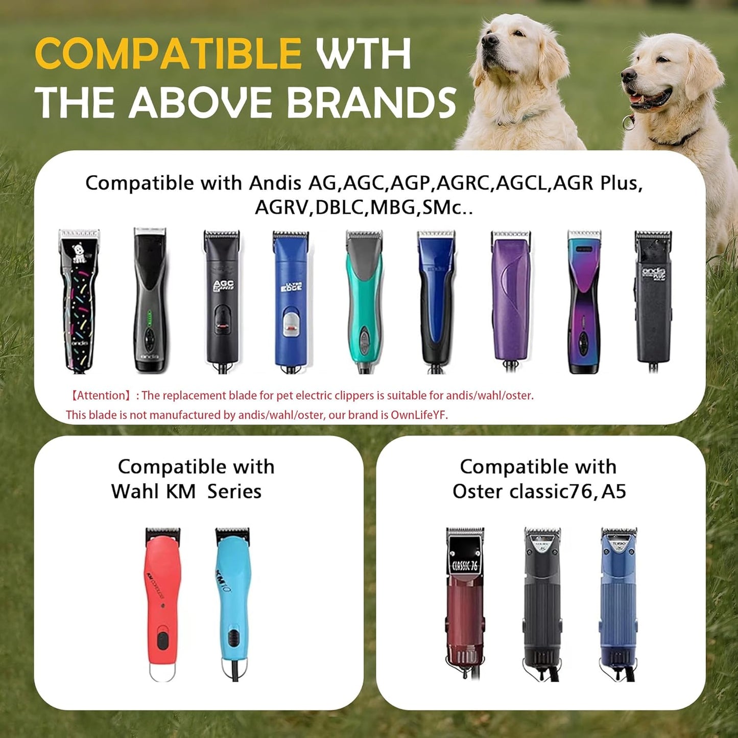 10# Pet Grooming Clipper Replacement Blades, Detachable Blade Compatible with Andis/wahl/Oster Dog Clippers,10 Blade 1/16-inch, Made of Ceramic & Stainless Steel Blade