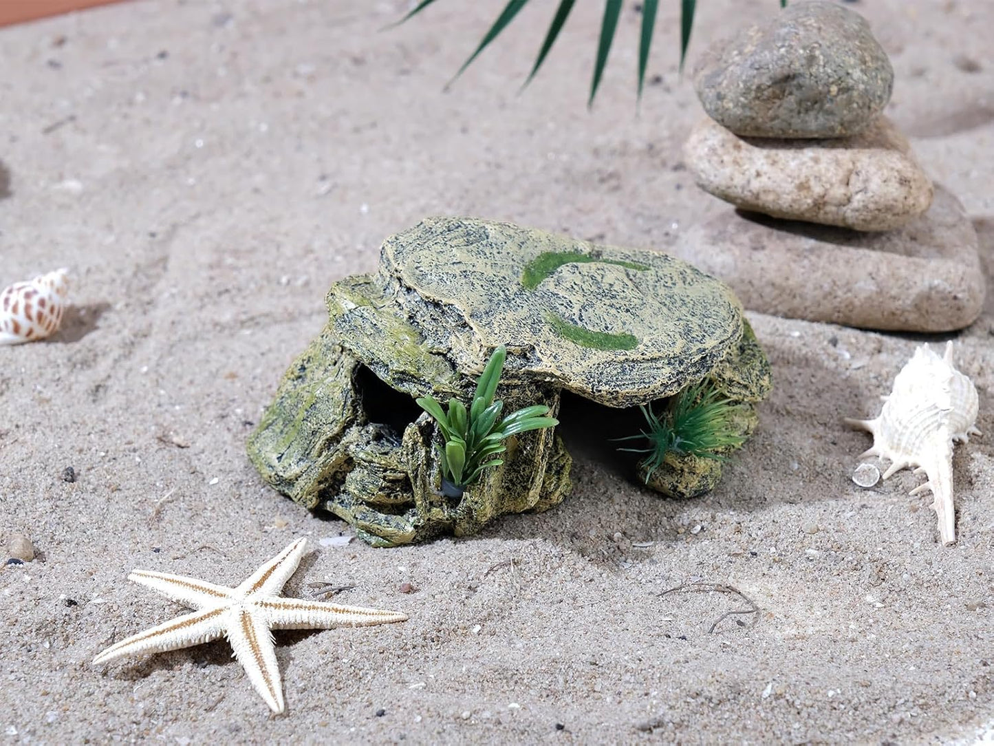 IBWell Leopard Gecko Hide Small Reptile Hides Resin Mini Reptile Basking Rock Humid Hide Turtle Cave Lizard Hide Reptile & Amphibian Habitat DÉCor