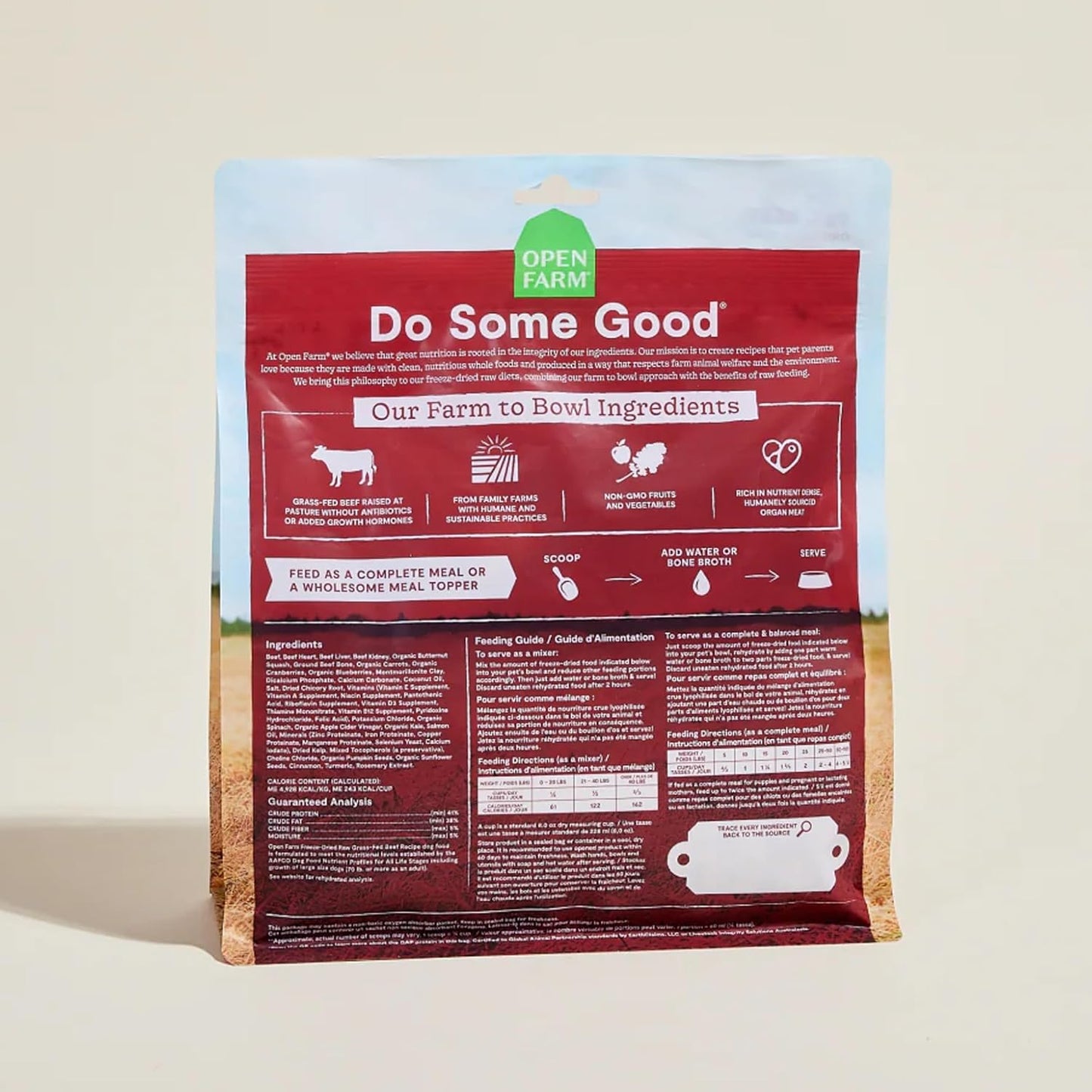 Open Farm, Freeze Dried Raw Dog Food, Morsels with 95% Meat, Organs & Bone, Organic Produce & Superfoods, Complete Meal or Freeze Dried Dog Food Topper, Grass-Fed Beef Recipe, 13.5oz Bag