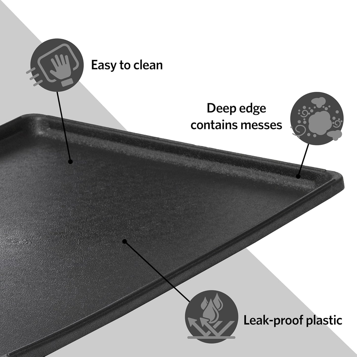 MidWest Homes for Pets Replacement Pan for 42-inch Dog Crates, Fits All Midwest and New World 42-inch Pet Cages, Multiple Uses, Plastic, Black, 9PAN